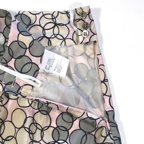 Escada Silk Pleated Geometric Skirt Pink Gray Sz 8 - Picture 9 of 10